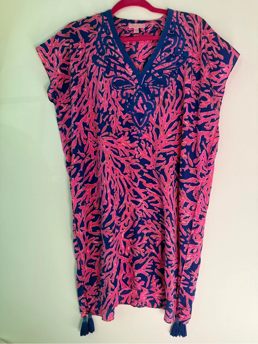 Lilly Pulitzer Pink & Navy Coral-Print Midi Tunic Dress